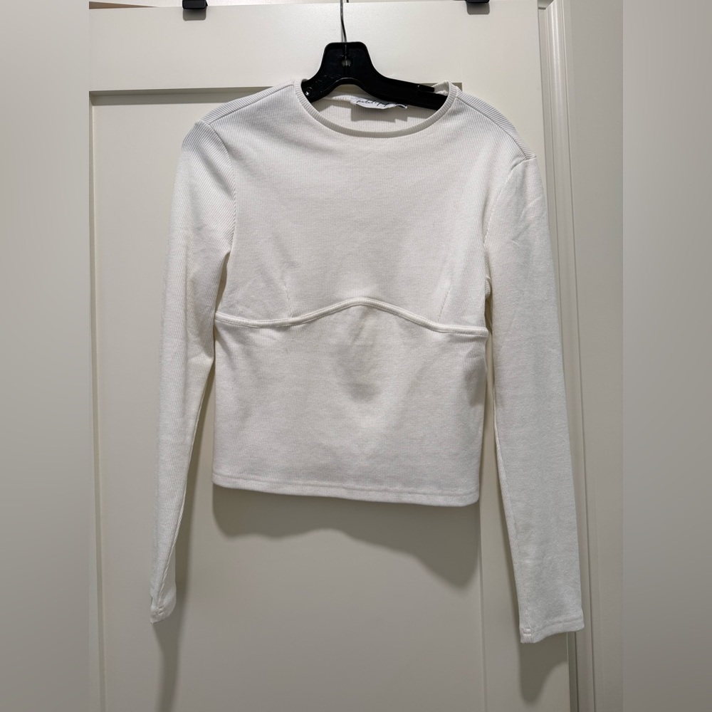 Petal and Pup Ribbed White Long sleeve top